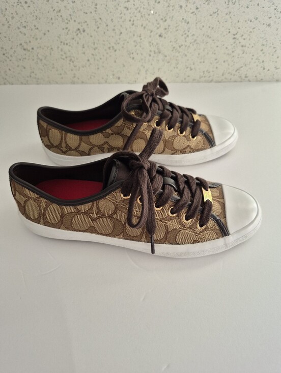 Coach Shoes - Coach Signature Canvas Low-Top Sneaker in Brown and White